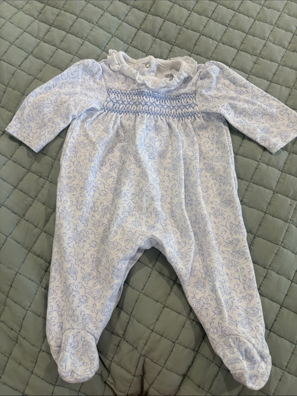 Little Me Smocked Floral Footie, 3 M